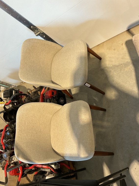 2 Padded Chairs with Wooden Legs