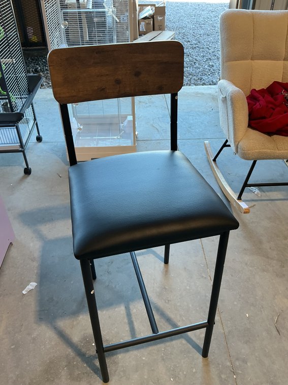 Metal Barstool Chairs with Wooden Backrest