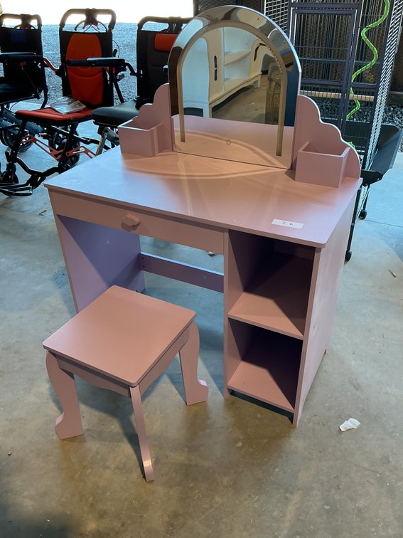 Pink Kids Vanity with Bench