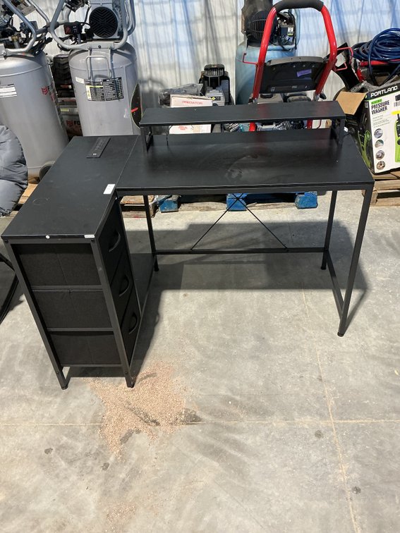 3 Drawer L Shaped Desk with Power Strip