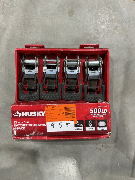 Husky 4pc 12'x1" Ratchet Tie-Down Set