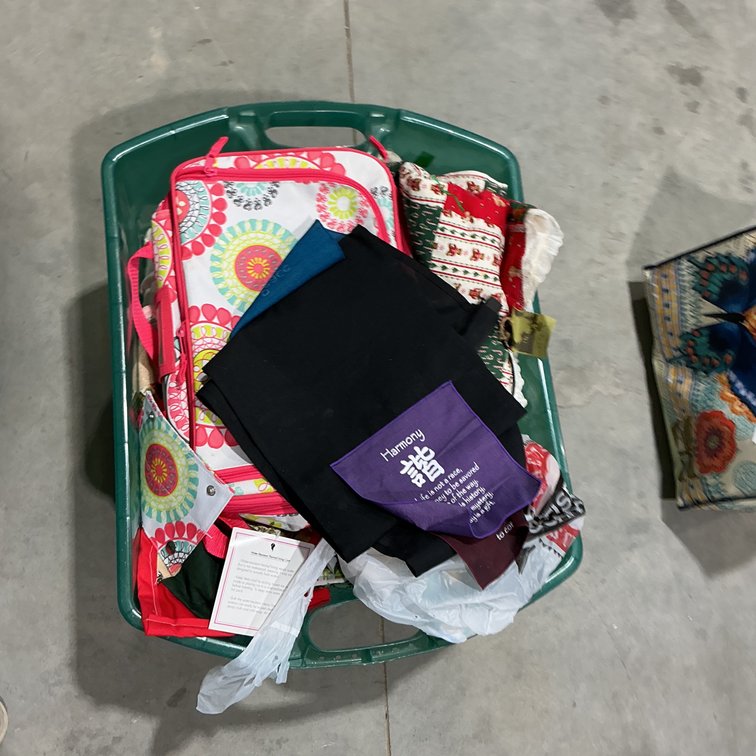 Misc. Box of Fabrics and Bags