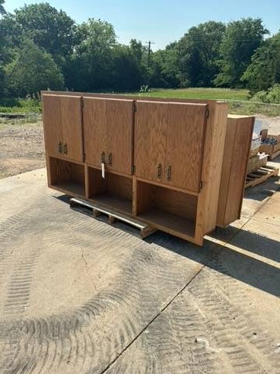 Two Upper Wood Wall Cabinets with Storage Compartments