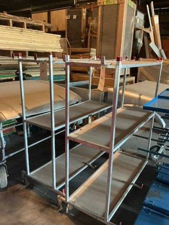3 Aluminum Carts on Wheels with Shelving