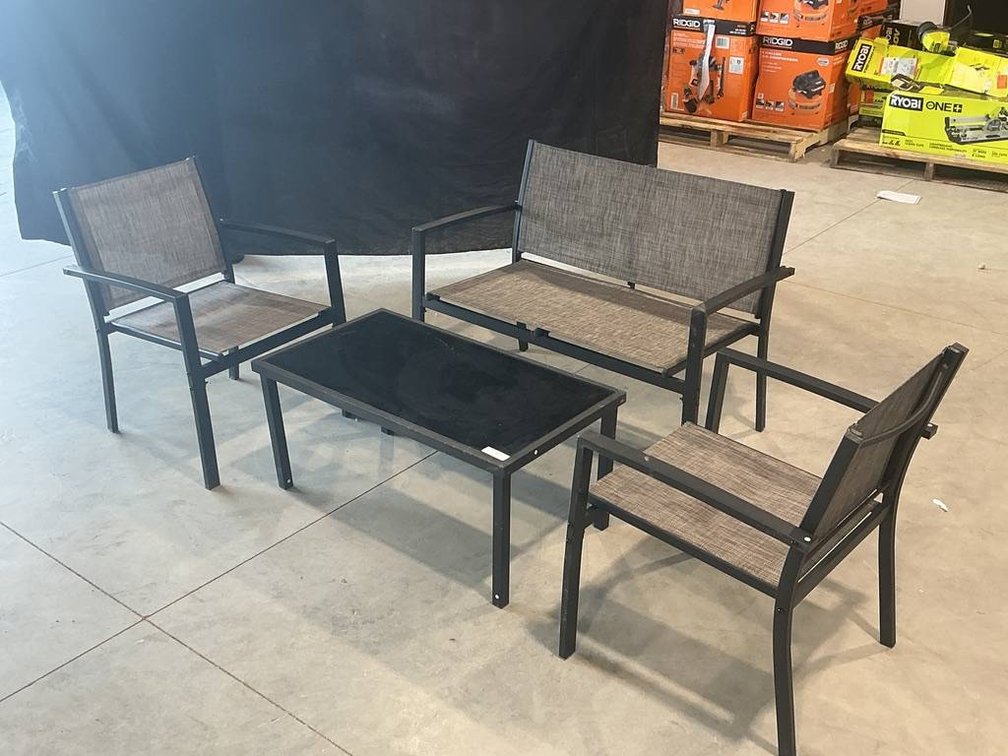 4-Piece Outdoor Furniture Set with Chairs and Glass Table