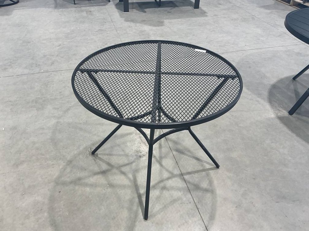 Round Metal Outdoor Dining Table with Mesh Tabletop