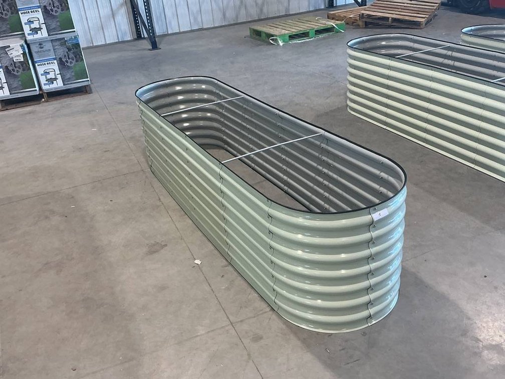 8-Foot Raised Garden Bed with Corrugated Design and Rounded Corners