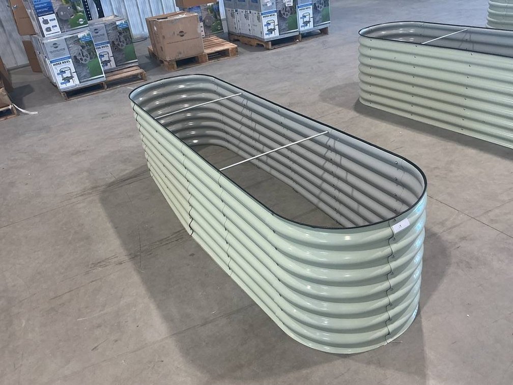 8-Foot Raised Garden Bed with Corrugated Design and Rounded Corners