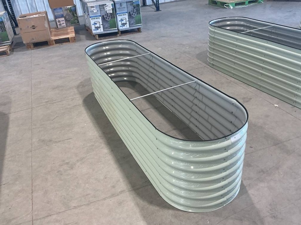 8-Foot Corrugated Metal Raised Garden Bed With Rounded Corners