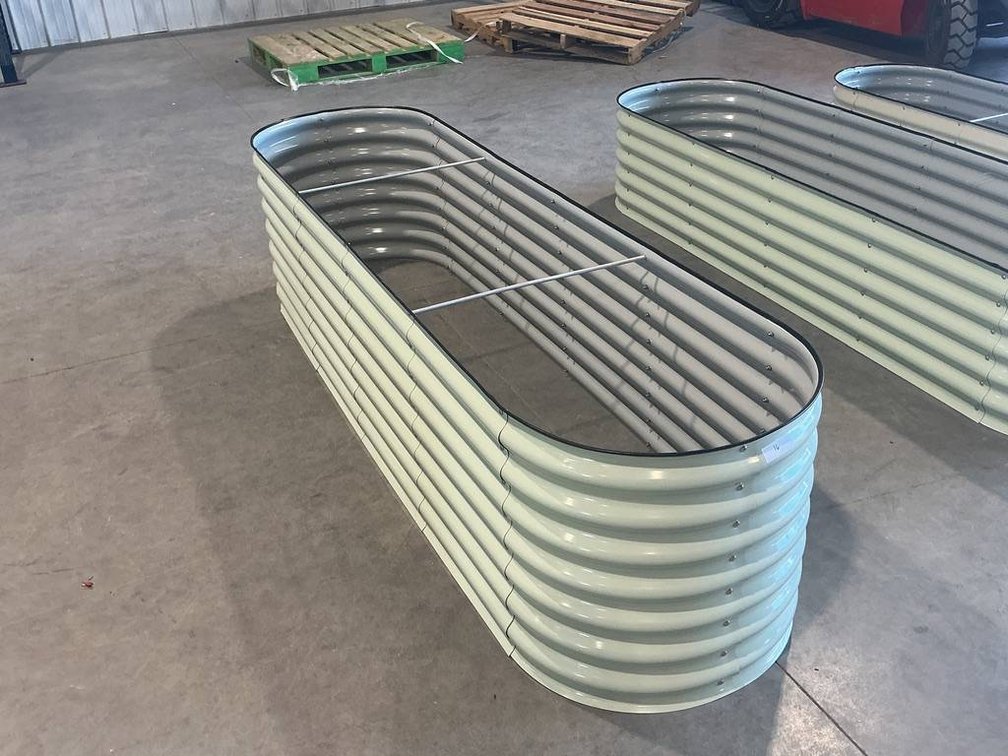 8-Foot Corrugated Raised Garden Bed with Rounded Corners, Brand New