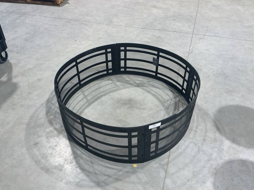 36" Round Steel Fire Ring with Black Mesh Design