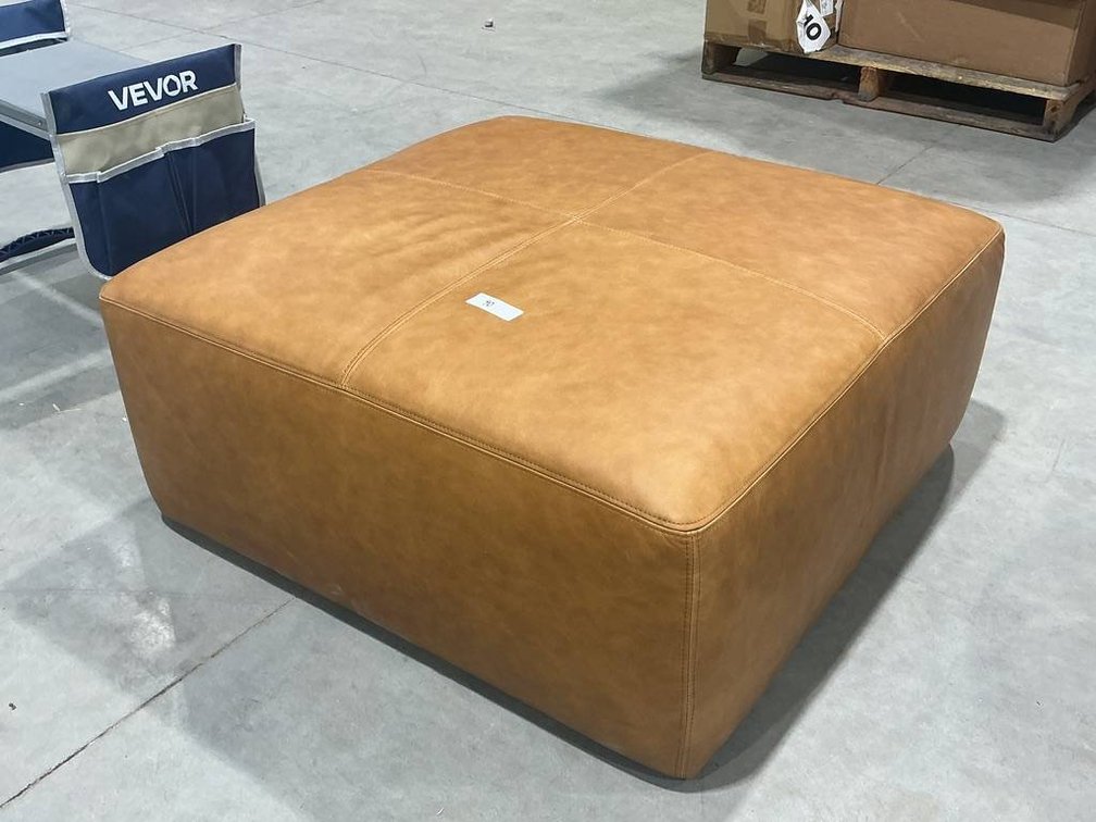 Brown Leather Ottoman