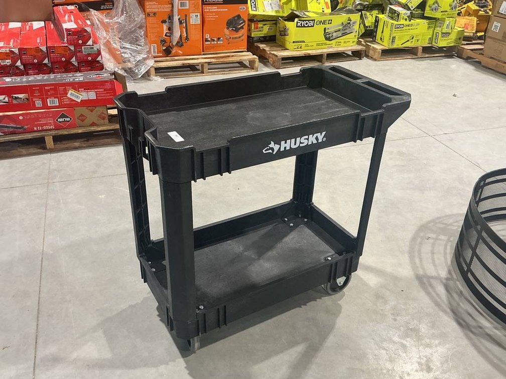 Husky 2-Tier Plastic 4-Wheeled Service Cart