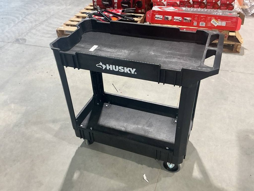 Husky 2-Tier Plastic 4-Wheeled Service Cart