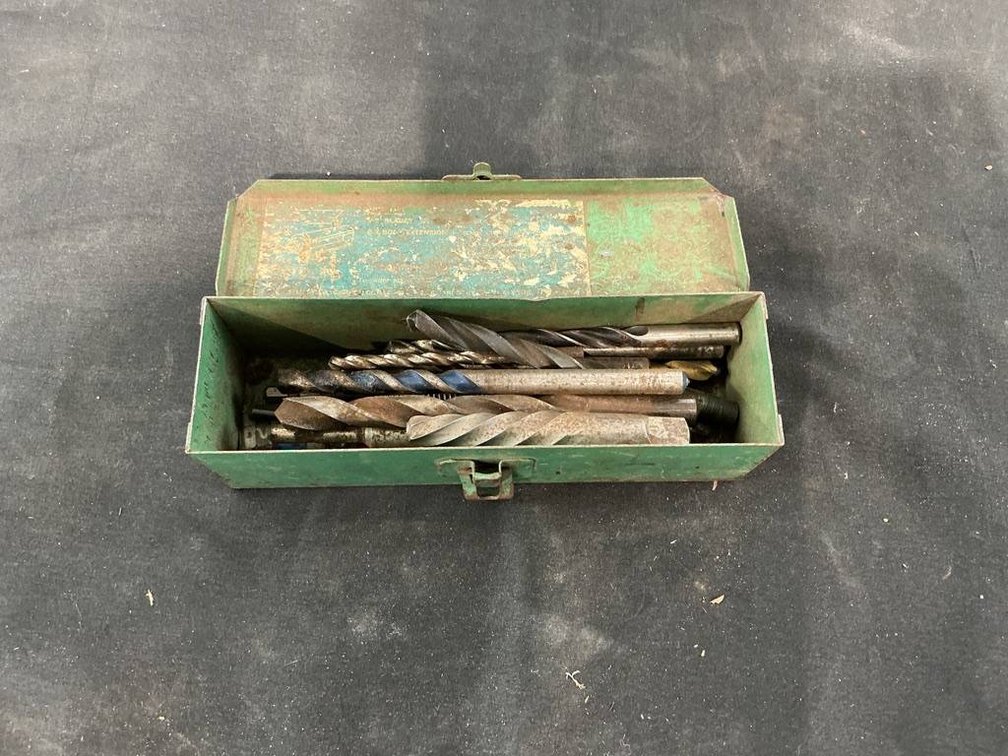 Green Metal Box with Assorted Twist Drill Bits