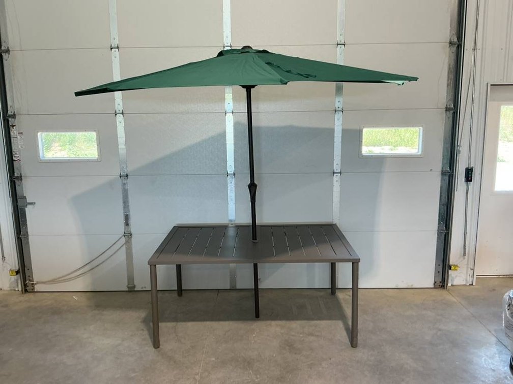 Outdoor Patio Table With Half Umbrella