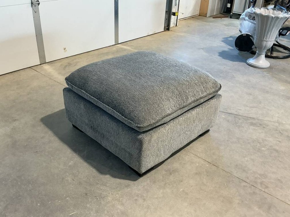 Gray Upholstered Ottoman