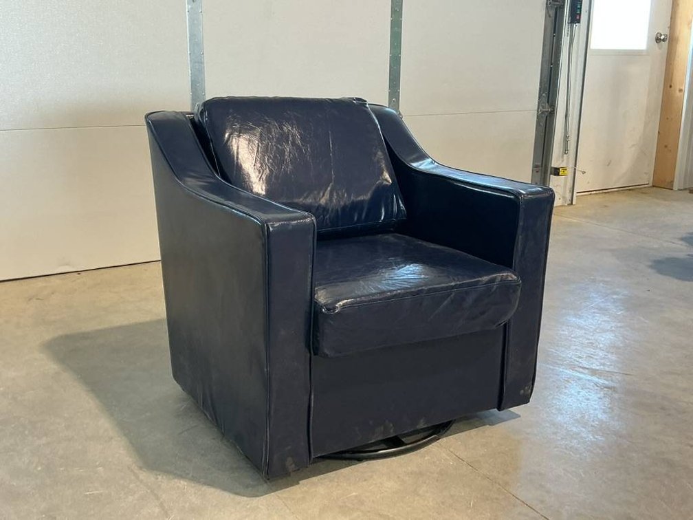 Navy Faux Leather Swivel Chair