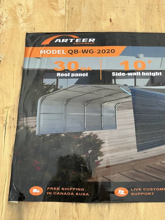 Unused ARTEER 20' x 20' Carport with Covered Sidewalls