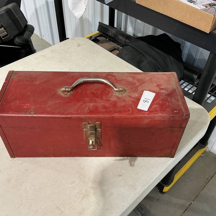 Red Portable Tool Box full of Drill Bits