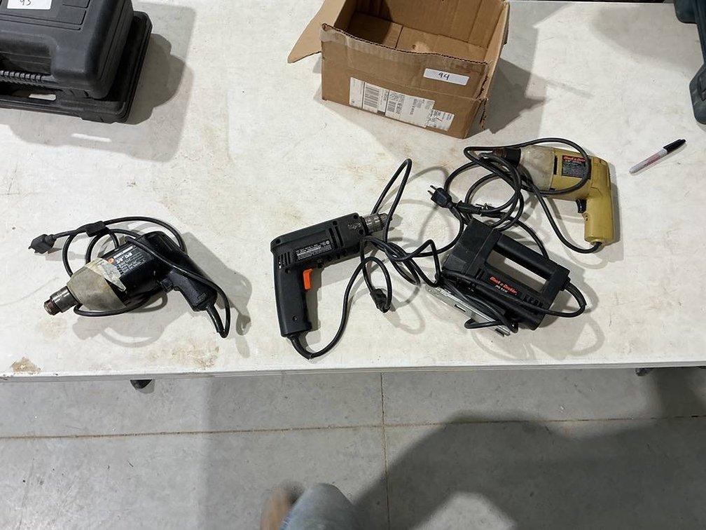 Black and Decker Corded Jigsaw and 3- Black and Decker Corded Drills