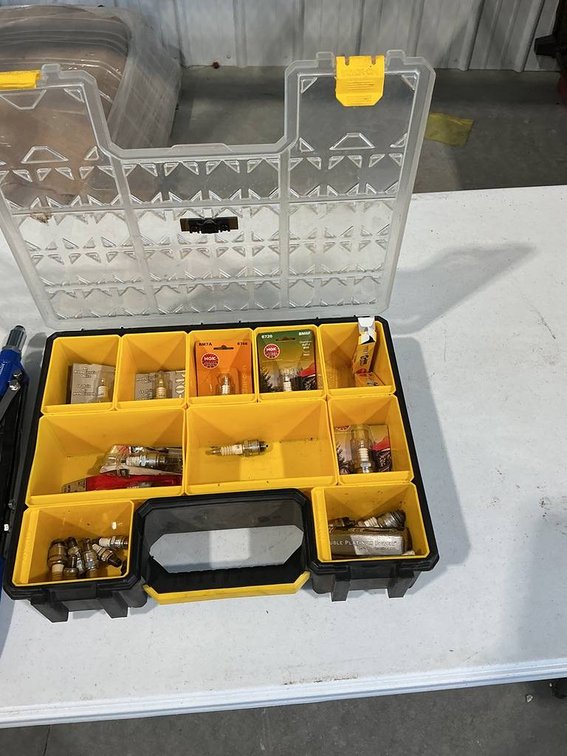 Stack-On Storage Box Containing Small Engine Spark Plugs