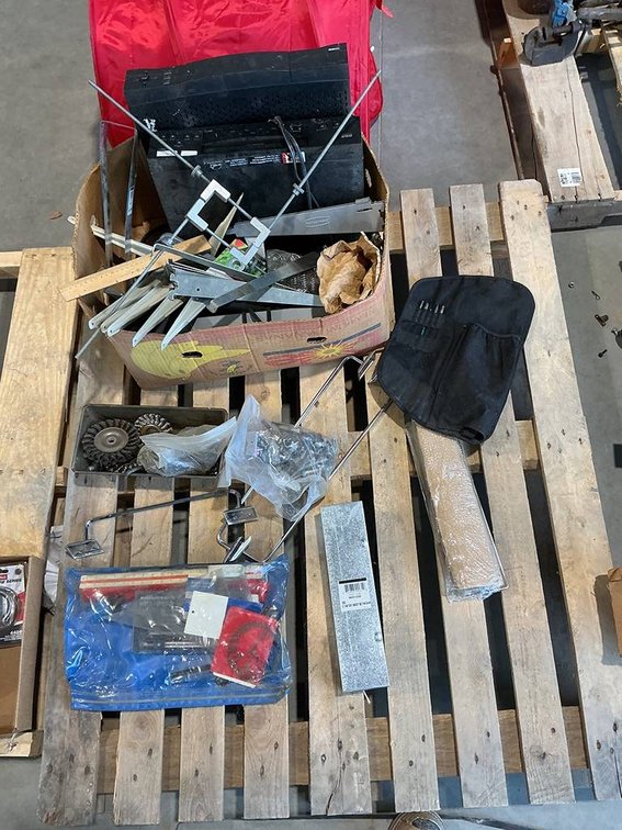 Lot of Office Supplies, Shelving Mounts, Nuts and Bolts, VHS Player