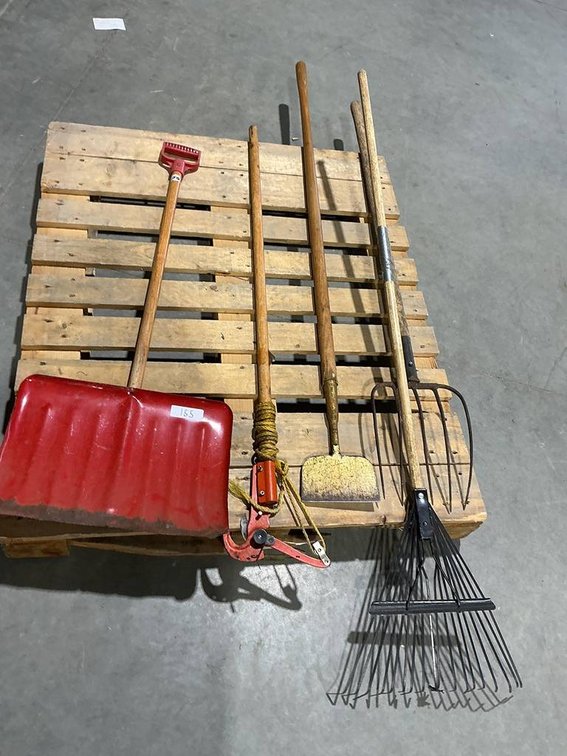 Snow Shovel, Scraper, Rake, and a Pitch Fork