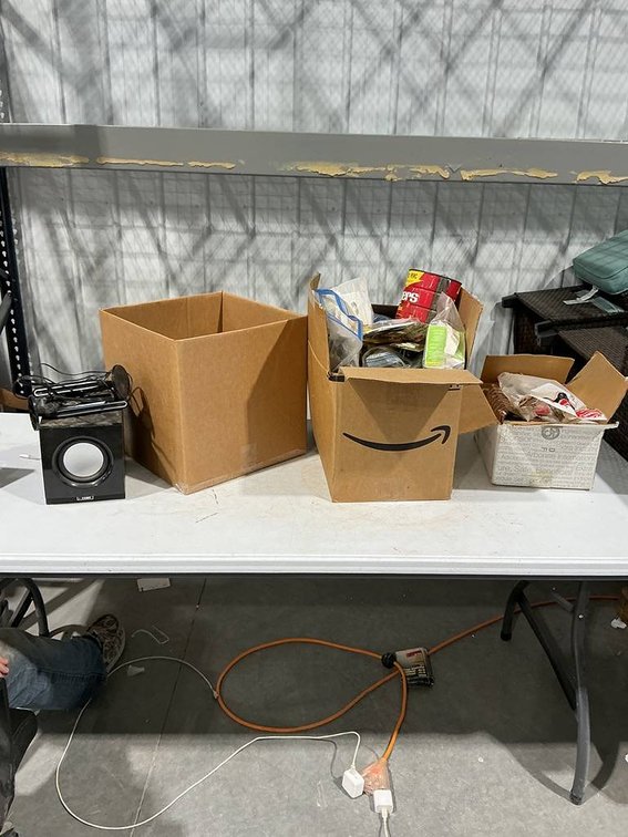 Coby Desktop Speaker System, Box of Junction Boxes, Socket Faceplates, and a Box of Plumbing Supplies