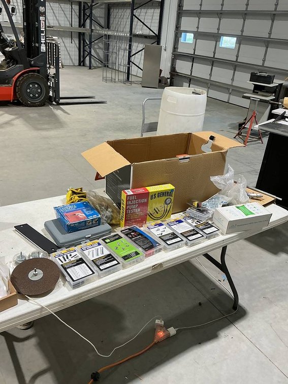 This Lot Contains Roll Pin Assortments, Universal Clevis Pin Assortment, Grease Fittings, Test Leads, Wing Nut Assortment, Cotter Pin Assortment, Rubber Insulated Clamp Assortment, U-Clip and Screw Assortment, U.S. General Fuel Injection Pump Tester