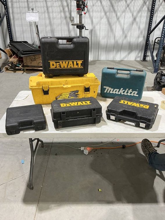 1-Empty Makita Tool Case, 3-Empty Dewalt Tool Cases, 1-Plano Tool Box, 1- Empty MIT Tool Case
