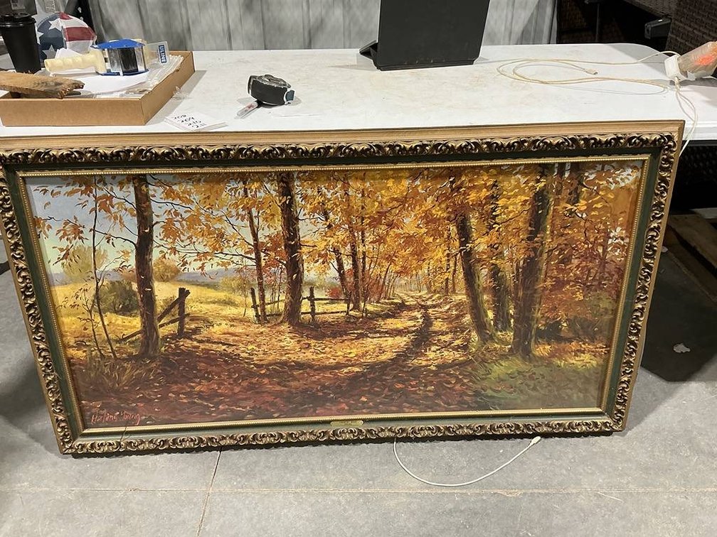 53.5"x29" Country Road By Young Painting in Wooden Frame