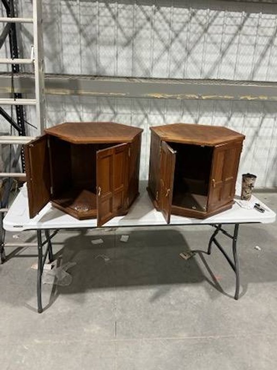 2- Wooden Hexagonal Storage End Tables