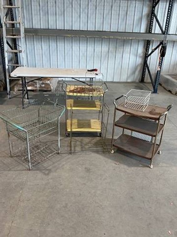 5- Wire Racks/Storage Organizer's and 2- Three Tier Rolling Carts