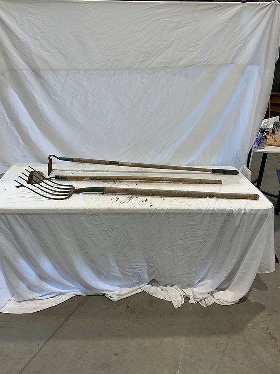 Pitch Fork, Garden Hoe, and a Scraper
