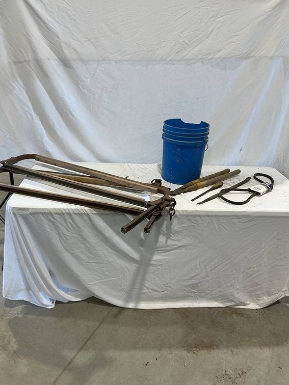 Vintage Cow Head Stanchion, 22588 Belt, and Some Tools