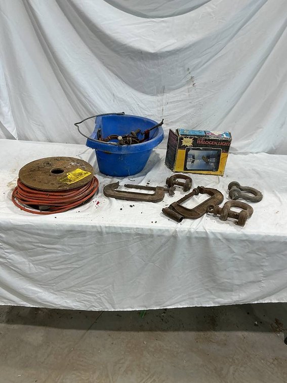 Extension Cord, Quartz Halogen Light, Feeding Bucket, and Some Clamps and D-Rings