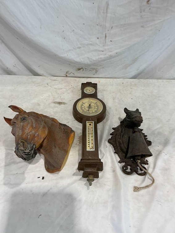 2- Horse Wall Art Decor, and a Vintage Springfield Barometer/Thermometer