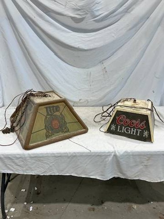 Coors Light Hanging Lamp, and a Miller Lite Hanging Lamp, Vintage  Zima Light Up DIsplay Sign