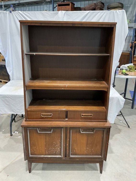 Vintage Garrison Furniture Co. Wooden Hutch and Shelving Unit