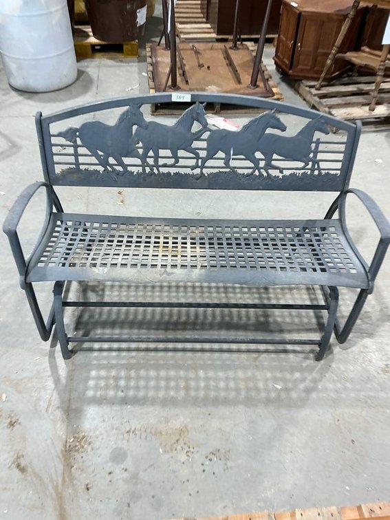 Painted Sky Iron Running Horse Glider Bench