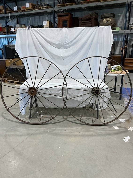 54" Vintage Cast Iron Spoked Wagon Wheel