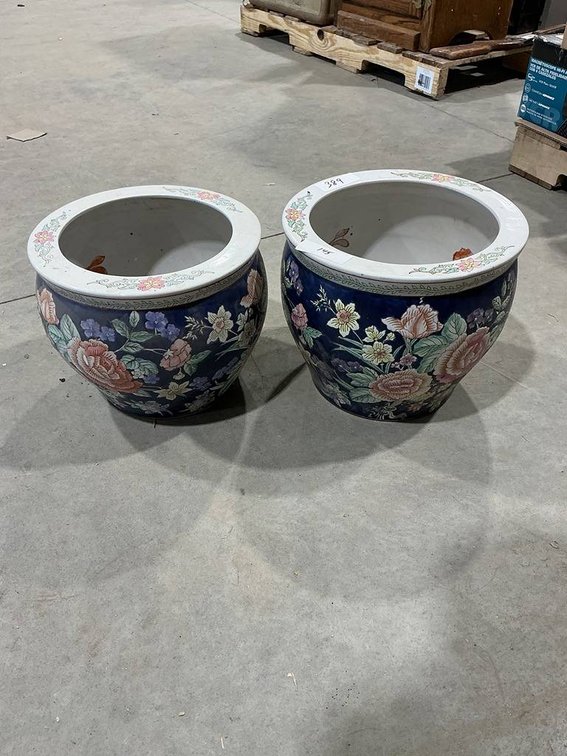 2- Porcelain Floral Pots