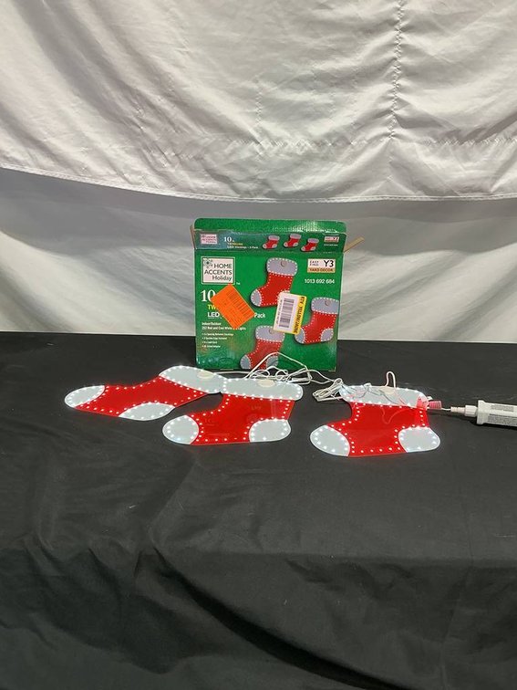 Home Accents holiday Stockings 3 pack lights