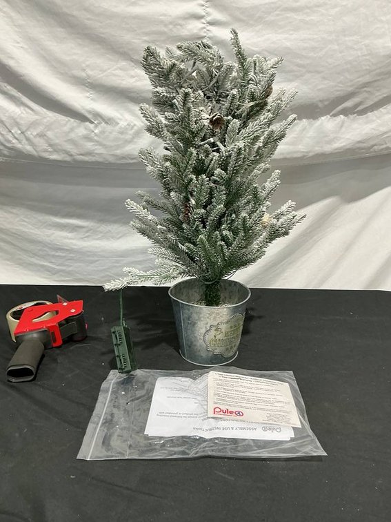 Merry Christmas Mini Tree in silver Pail