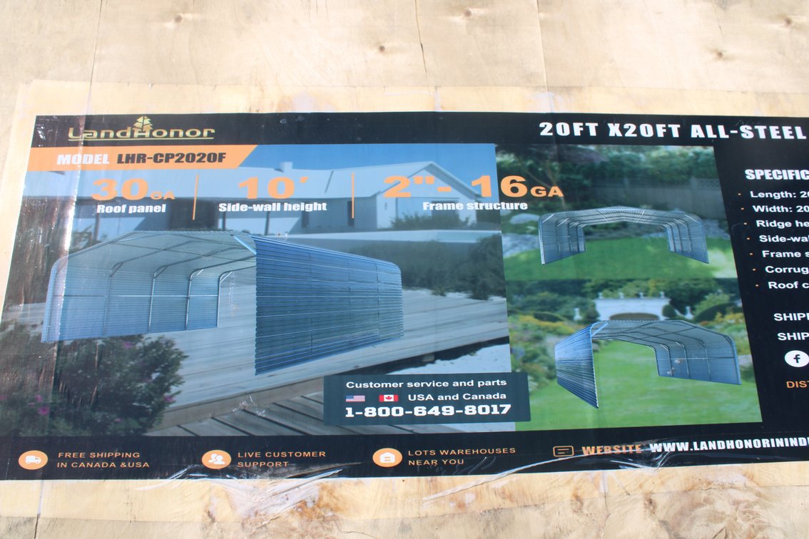 Unused 2025 Landhonor 20'x20' All Steel Carport