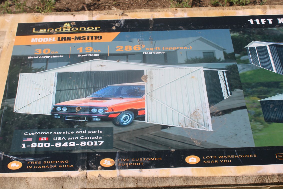 Unused 2025 Landhonor 11'x19' Metal Garage Shed with Double Front Doors