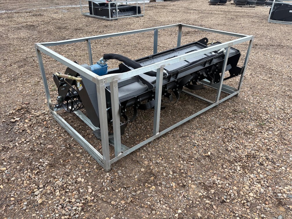 Unused 2026 6' Skid Steer Hyd Rotary Tiller w/ Drag