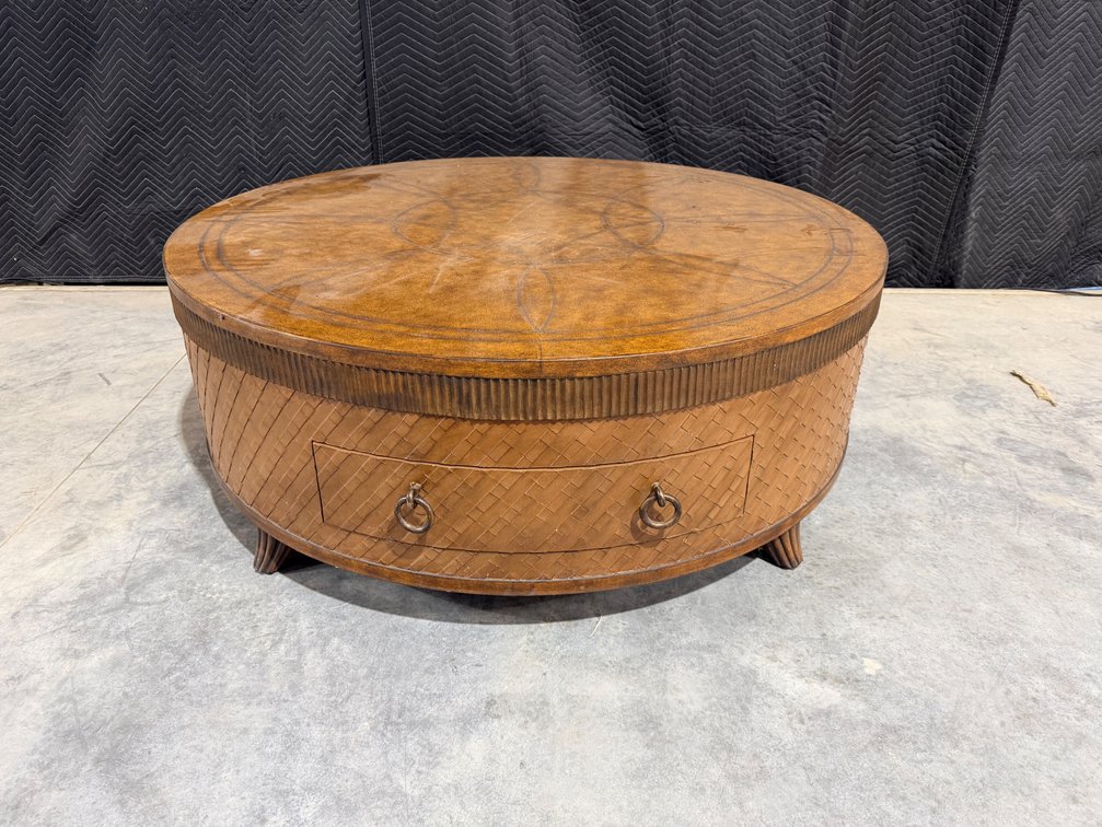 The Platt Collections Round Wooden Drum-style Coffee Table
