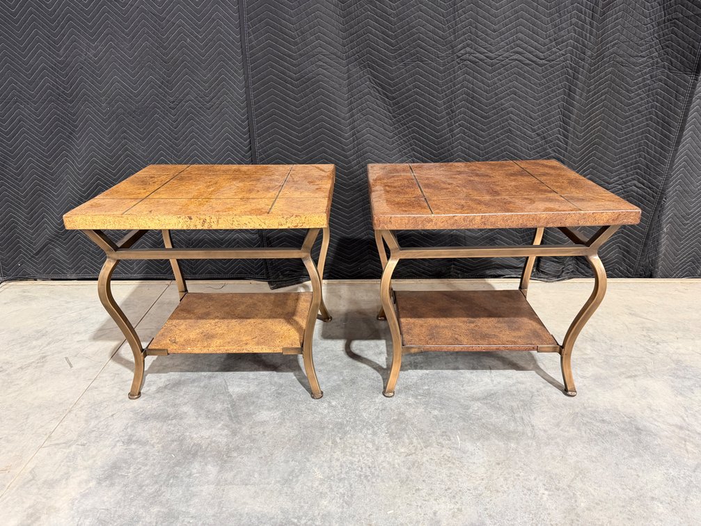 (2) Metal-frame Accent Tables